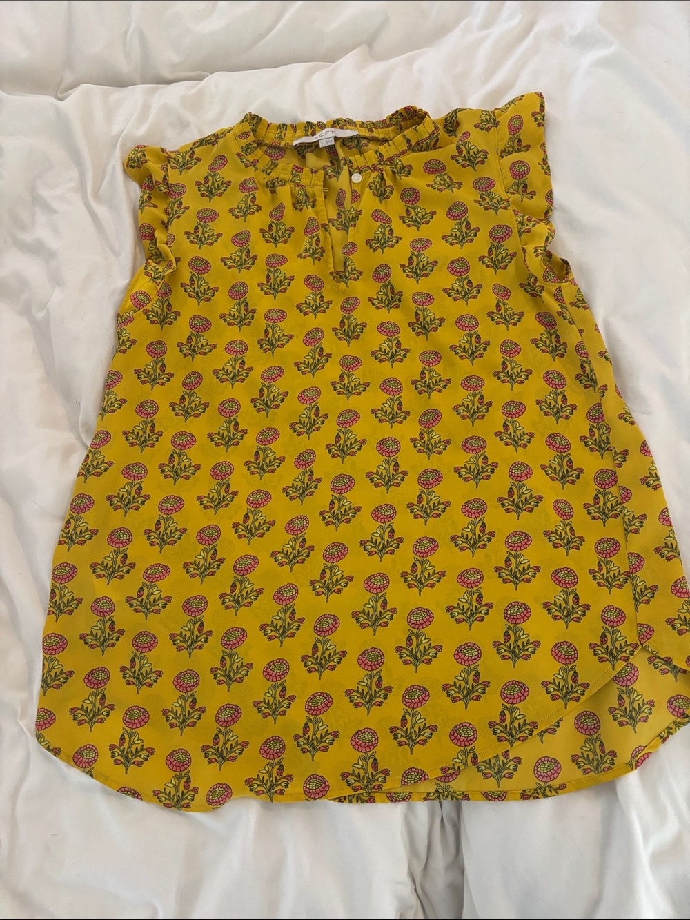 LOFT Yellow Floral Print Sleeveless Camisole